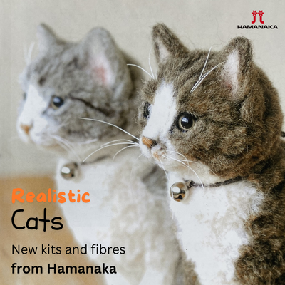 Hamanaka Realistic Needle Felting Kit - Grey Tabby Cat