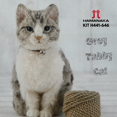 Hamanaka Realistic Needle Felting Kit - Grey Tabby Cat