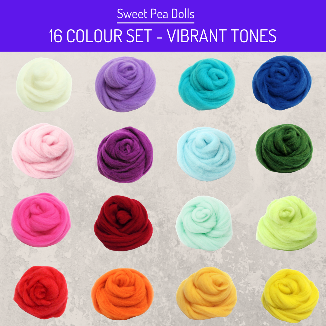 HandCrafter Superfast Felting Wool - Vibrant Set (16 Colours)