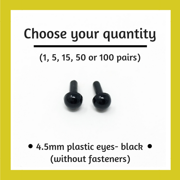 10 Pairs 4.5mm SOLID BLACK eyes